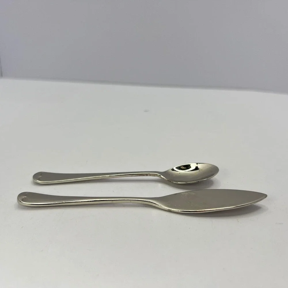 Godinger Jam Spoon and Butter Knife‎ Set Small Heart Handle Polished Silverplate